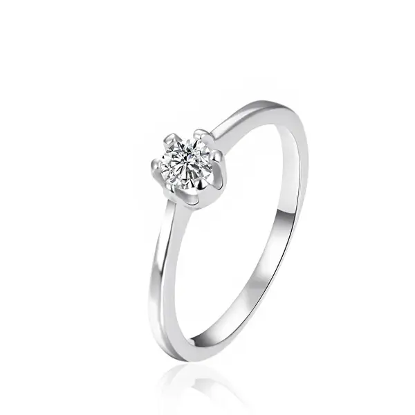 Agato AGT-R02W Zircon Silver Engagement Ring - Size: 54mm