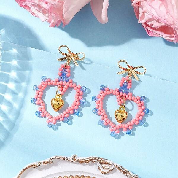 Glass Seed Beads Dangle Stud Earrings