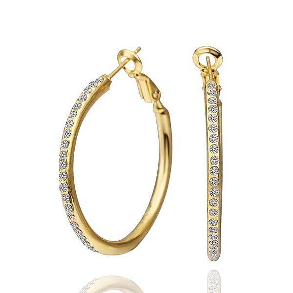 Chic Tin Alloy Czech Rhinestone Hoop Earrings For Women