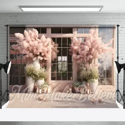 Dense Pink Flower Tree Glass House Spring Backdrop - Aperturee