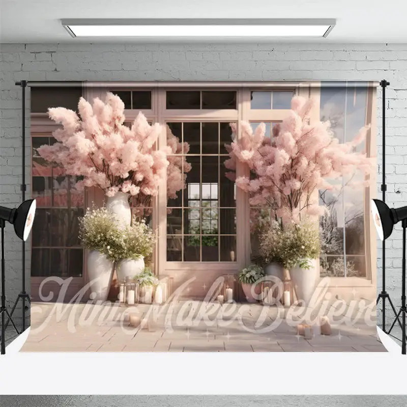 Dense Pink Flower Tree Glass House Spring Backdrop - Aperturee
