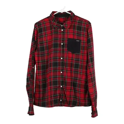 Guess Checked Flannel Shirt - Medium Red Cotton
