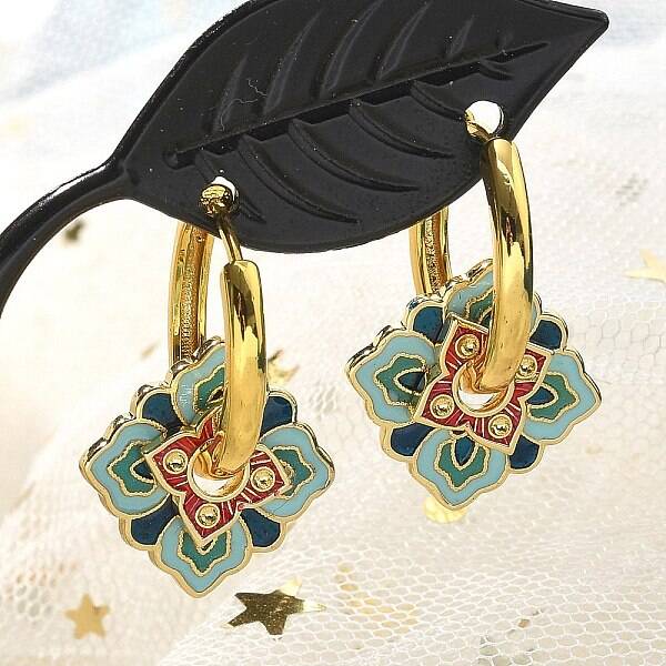 Brass Rhombus Hoop Earrings