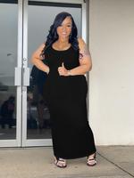 【Plus Size】 Comfort Basic Solid Sleeveless Tank Dress, Casual Fashion Long Dress for Daily Outdoor Wear, Women Plus Cloth...