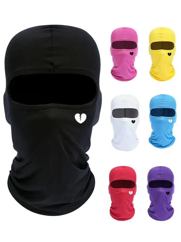 1 Piece Heartbroken Pattern Cycling Full Face Mask, Breathable Sun Protection Windproof Cycling Balaclava Mask, Full Head Wra...