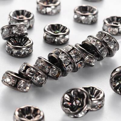 Brass Rhinestone Spacer Beads
