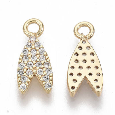 Brass Micro Pave Clear Cubic Zirconia Charms