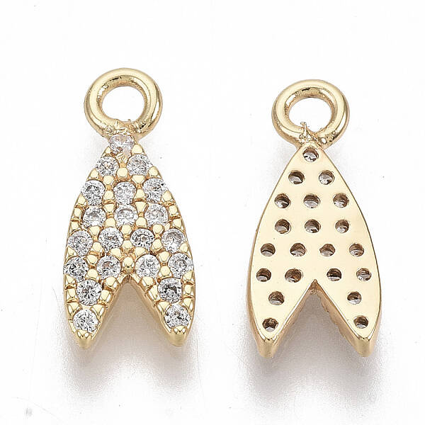 Brass Micro Pave Clear Cubic Zirconia Charms