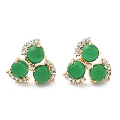 Brass Micro Pave Clear Cubic Zirconia Stud Earrings