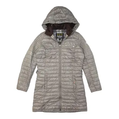 BARBOUR International Endo Baffle Fibre Down Black Streak Quilted Coat Grey Womens UK 10