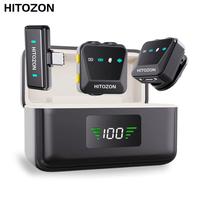 HITOZON Wireless Lavalier Microphone, USB Rechargeable Wireless Microphone with Charging Case, Lapel Mini Mic for Video Recor...