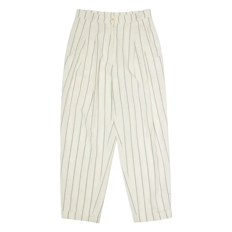 WICHELE Striped Womens Trousers White Regular Straight 80s Wool W28 L28