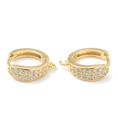Brass Micro Pave Clear Cubic Zirconia Stud Earring Findings