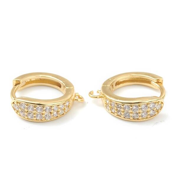Brass Micro Pave Clear Cubic Zirconia Stud Earring Findings
