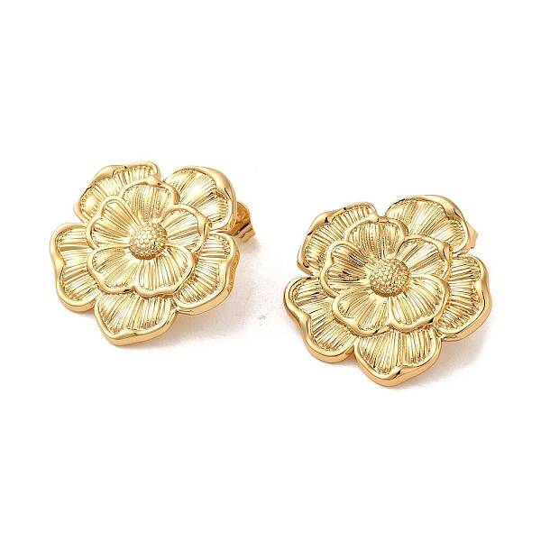Flower 304 Stainless Steel Stud Earrings for Women