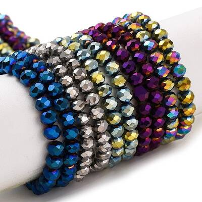 Electroplate Transparent Glass Beads Strands