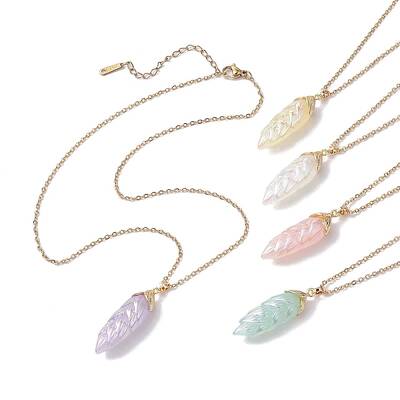 Resin Leaf Pendant Necklaces