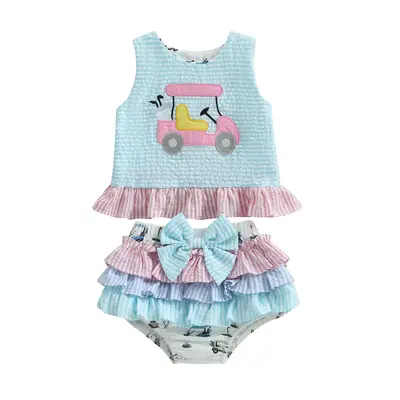 Toddler Baby Girl Golf Outfit 6 9 12 18 24 Months Summer Clothes Sleeveless Ruffles Tank Tops Elastic Waist Ruffles Tutu Shor...