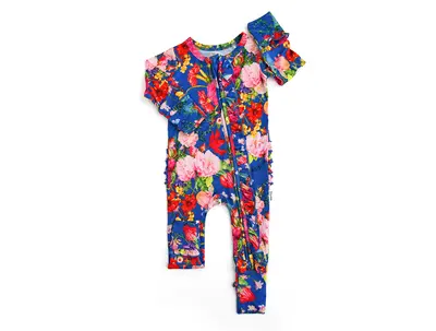 Briella Ruffle Zip Bamboo Fabric Two Way Zipper Easy Diaper Changes Gigi and Max