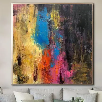 Large Canvas Wall Art Abstract Extra Colorful Wall Art Frame Abstract Painting Original Modern Art Wall Decorations | GHOST F...