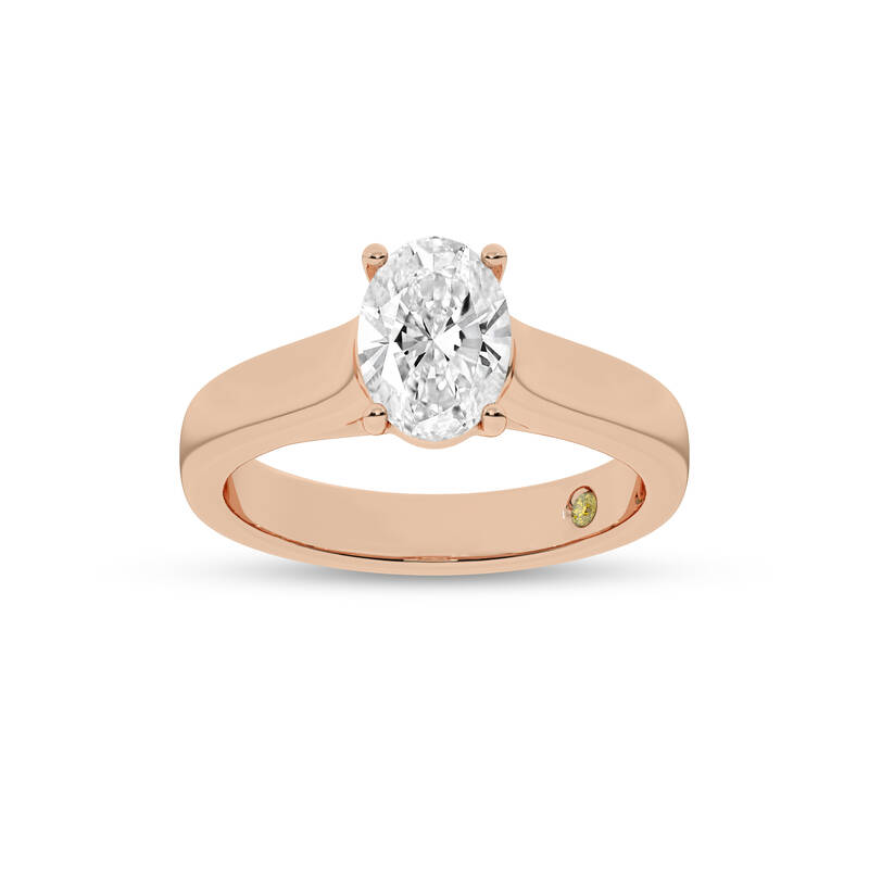 Bold Cross Prong Oval Lab Grown Diamond Solitaire Ring | 18K Rose Gold 1 1/2 CT. TW.