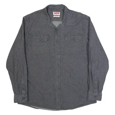 WRANGLER Mens Denim Shirt Grey Long Sleeve L