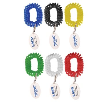 250 Customized Bracelet Wrist Coil w/Tag Keyring - Stretchable & ...