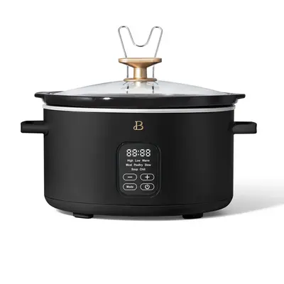 Black Sesame 6 Qt Programmable Slow Cooker by Drew Barrymore - Beautiful Design for Versatile Cooking