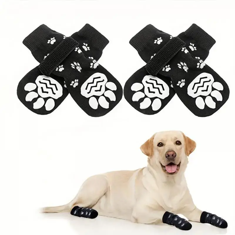 Non-slip Pet Socks, 4 Counts Breathable Outdoor Pet Shoes, Pet Paw Protectors for Medium and Large Dogs, Dog & Cat Clothing S...