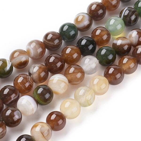 Natural Striped Agate/Banded Agate Beads Strands