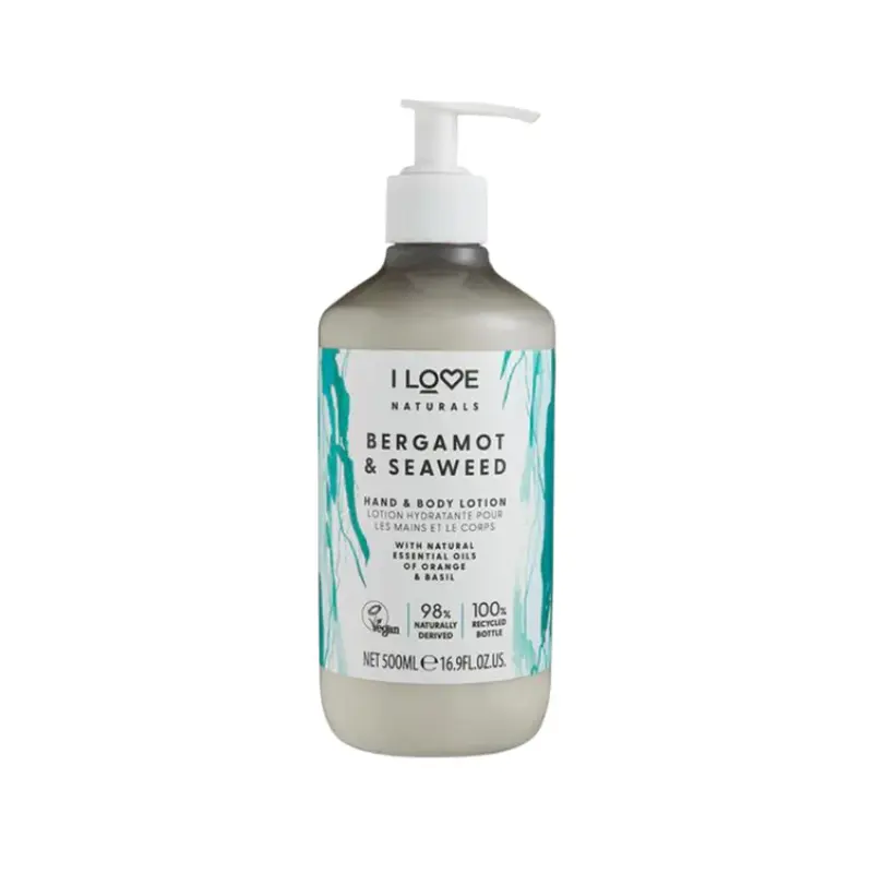 I Love Naturals Collection Vegan Bergamot & Algae Moisturizing Hand & Body Lotion 500ml