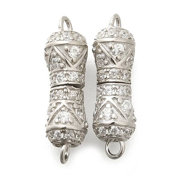 925 Sterling Silver Micro Pave Clear Cubic Zirconia Screw Clasps