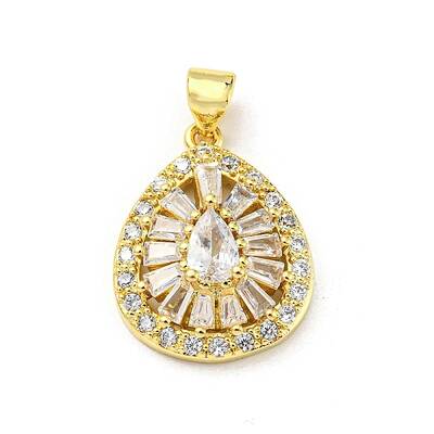 Brass Micro Pave Cubic Zirconia Pendants