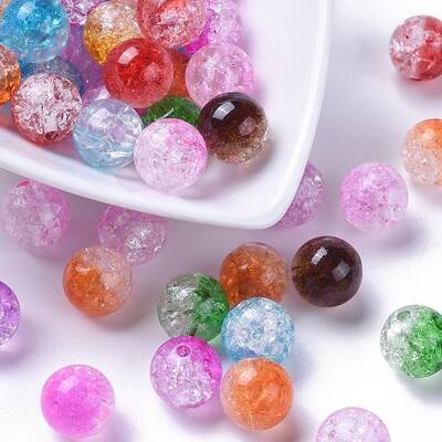 Two Tone Transparent Crackle Acrylic Beads
