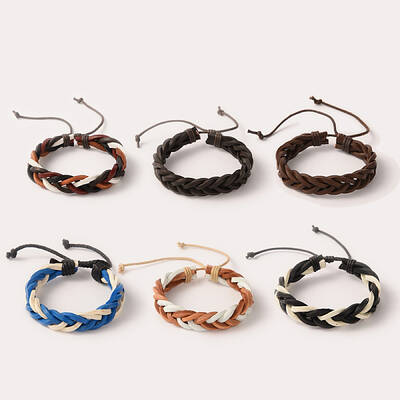Adjustable Trendy Unisex Casual Style Braided Leather Cord Bracelets