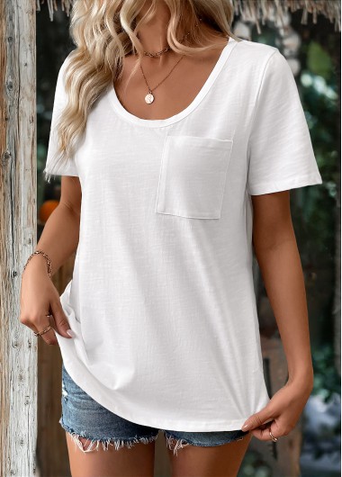 Modlily White Short Sleeve Round Neck T Shirt - XL
