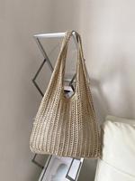 Summer 2025 Women's Minimalist Crochet Tote Shoulder Purse, Casual Lightweight Retro Braided Bag, Trendy Simple Style Bag for...
