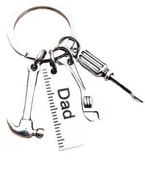 Men's Fashion Creative Letter Pattern Craftsmanship Keychain, Trendy Durable Stainless Steel Keychain Pendant, Hammer Wrench ...