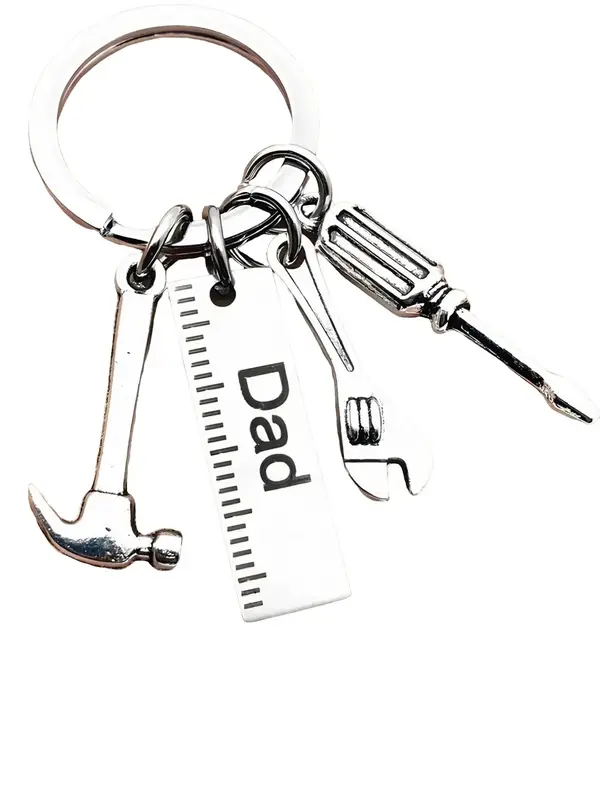 Men's Fashion Creative Letter Pattern Craftsmanship Keychain, Trendy Durable Stainless Steel Keychain Pendant, Hammer Wrench ...