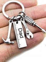 Men's Fashion Creative Letter Pattern Craftsmanship Keychain, Trendy Durable Stainless Steel Keychain, Hammer Wrench Screwdri...
