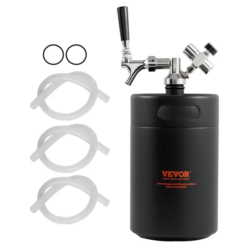 VEVOR Beer Growler Tap System, 170Oz 5L Mini Keg, 304 Stainless Steel Pressurized Beer Growler, Keg Growler with Pressure Dis...