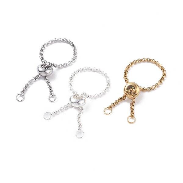 304 Stainless Steel Rolo Chains Slider Ring Findings
