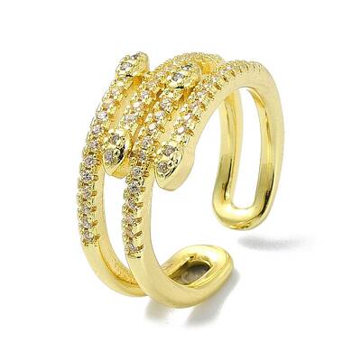 Brass with Cubic Zirconia Open Cuff Ring