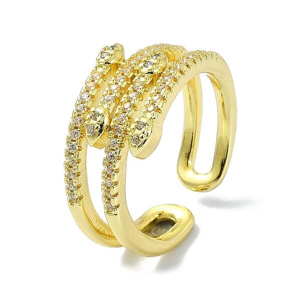 Brass with Cubic Zirconia Open Cuff Ring