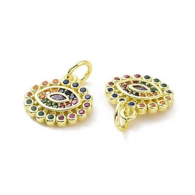 Brass Micro Pave Colorful Cubic Zirconia Charms