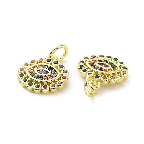 Brass Micro Pave Colorful Cubic Zirconia Charms