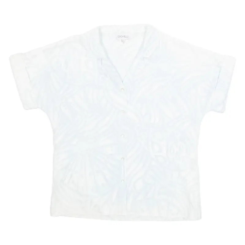 GIOVELLI Womens Printed Blouse Blue Collared Crazy Pattern M