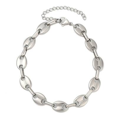 304 Stainless Steel Oval Link Chains Bracelets for Men & Women
