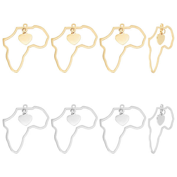 8Pcs 2 Colors 201 Stainless Steel Pendants