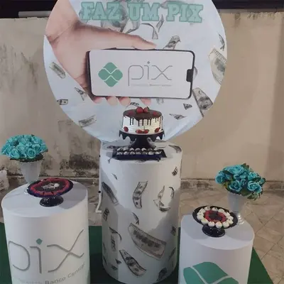 Aperturee Faz Um Pix Themed Round Dollar Happy Birthday Backdrop | Birthday Backdrop | Circle Backdrops For Birthday | Circle...